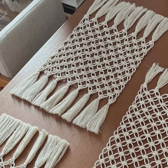 رانر مکرومه مدل مستطیل گره مکرومه جنس نخ پنبه