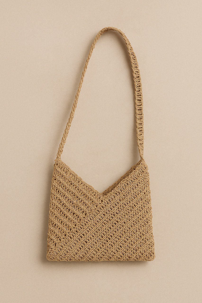 کیف زنانه مدل مربع جنس نخ رافیا